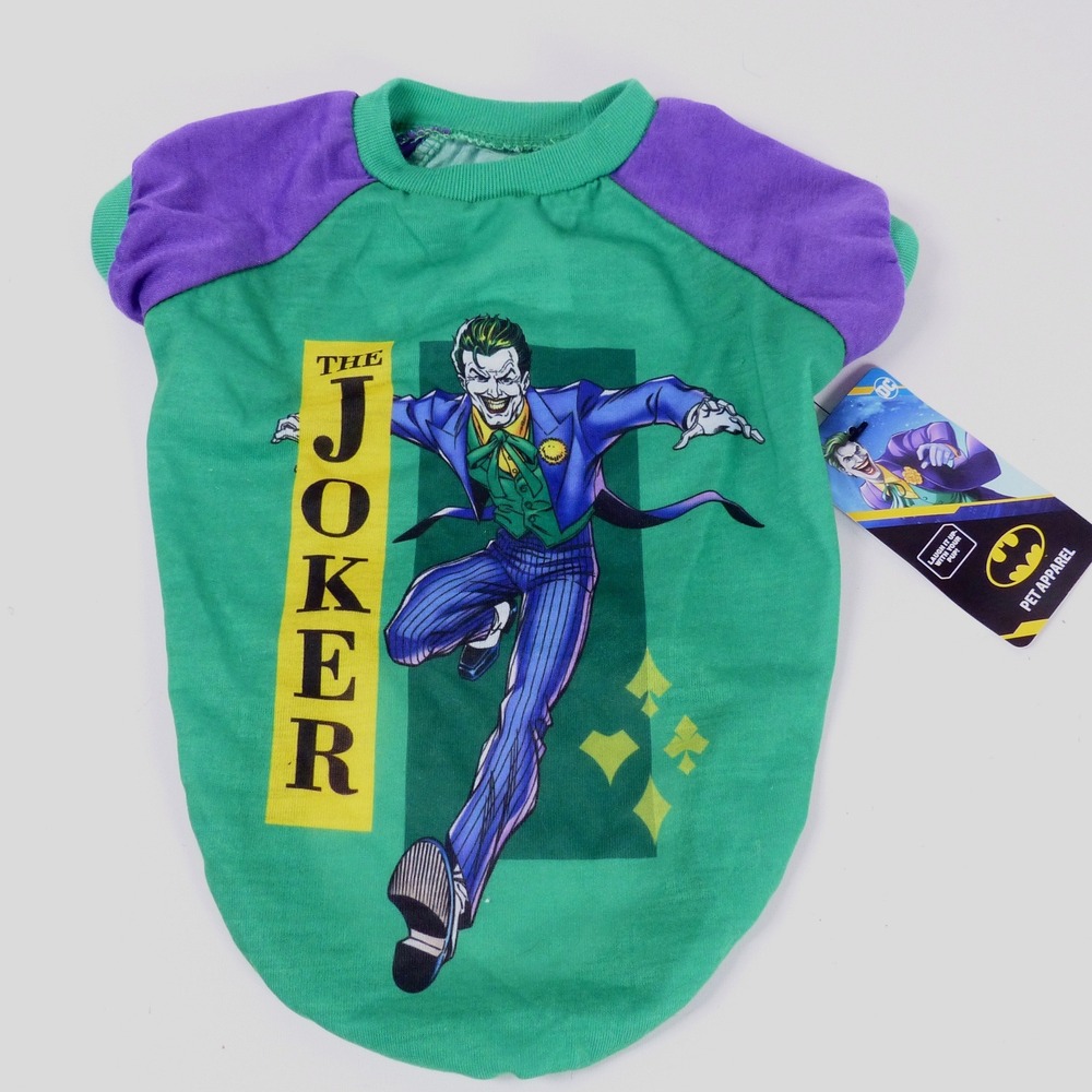 DC Comics Batman The Joker Dog Pet Costume Shirt Green Purple Size S Small NWT